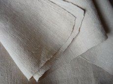 画像2: フランス製 アンティークリネン 手織りのシャンブル シーツ オートミール（日本国内発送品）  (2)