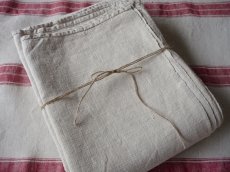 画像11: フランス製 アンティークリネン 手織りのシャンブル シーツ オートミール（日本国内発送品）  (11)