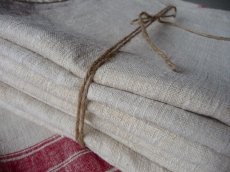 画像1: フランス製 アンティークリネン 手織りのシャンブル シーツ オートミール（日本国内発送品）  (1)
