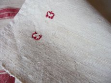 画像1: フランス製 アンティークリネン 手織りのシャンブル シーツ イニシャル CD （日本国内発送品）  (1)