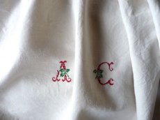 画像3: フランス製 アンティーク メティスリネン シーツ 手刺繍 イニシャル AC （日本国内発送品） (3)