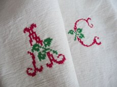 画像8: フランス製 アンティーク メティスリネン シーツ 手刺繍 イニシャル AC （日本国内発送品） (8)