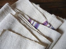 画像2: ドイツ製 アンティークリネン 農婦の手織り 赤＆青ライン 反物　(在庫2→1) (2)