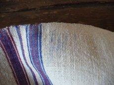 画像8: ドイツ製 アンティークリネン 農婦の手織り 赤＆青ライン 反物　(在庫2→1) (8)