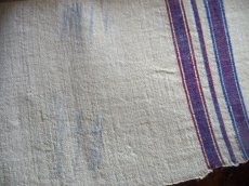 画像7: ドイツ製 アンティークリネン 農婦の手織り 赤＆青ライン 反物　(在庫2→1) (7)