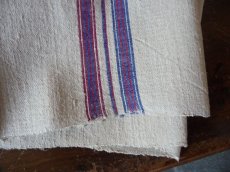 画像5: ドイツ製 アンティークリネン 農婦の手織り 赤＆青ライン 反物　(在庫2→1) (5)