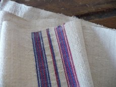 画像6: ドイツ製 アンティークリネン 農婦の手織り 赤＆青ライン 反物　(在庫2→1) (6)