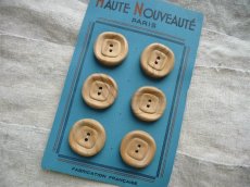 画像3: フランス製 ボタンシート 木彫りのボタン 四角  (3)