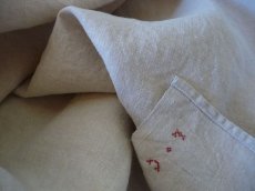 画像8: フランス製 アンティークリネン 手織りのシャンブル シーツ イニシャル LC (8)