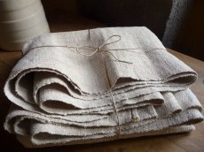 画像2: フランス製 アンティークリネン 手織りのシャンブル クロス B  (2)