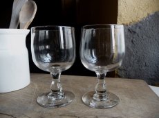 画像2: フランスアンティーク ワイングラス 吹きガラス ２脚セット B (2)