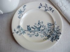 画像1: ロンウィ 小鳥のプレート ブルー A (1)