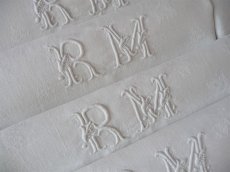 画像6: フランス製 アンティーク ダマスク織り　セルヴィエット イニシャル RM　(在庫10→4) (6)
