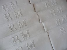 画像3: フランス製 アンティーク ダマスク織り　セルヴィエット イニシャル RM　(在庫10→4) (3)