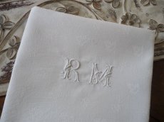 画像13: フランス製 アンティーク ダマスク織り　セルヴィエット イニシャル RM　(在庫10→4) (13)