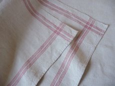画像12: アンティークリネン 手織りのトーション 赤格子 2枚セット A (12)