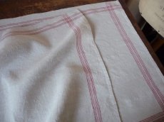画像7: アンティークリネン 手織りのトーション 赤格子 2枚セット A (7)