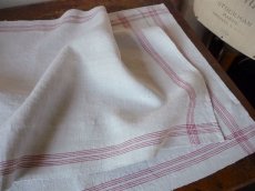 画像6: アンティークリネン 手織りのトーション 赤格子 2枚セット A (6)
