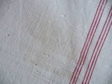 画像10: アンティークリネン 手織りのトーション 赤格子 2枚セット A (10)