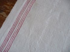画像9: アンティークリネン 手織りのトーション 赤格子 2枚セット A (9)