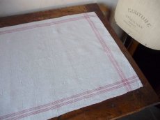 画像8: アンティークリネン 手織りのトーション 赤格子 2枚セット A (8)