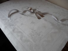 画像3: フランス製 アンティーク ダマスク織り セルヴィエット すずらん (3)