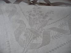 画像5: フランス製 アンティーク ダマスク織り セルヴィエット すずらん (5)