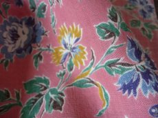 画像11: フランス　ヴィンテージ　黄とブルーのお花柄 オールドピンク (11)