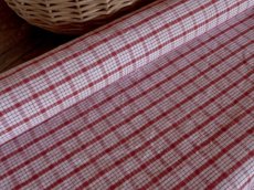 画像1: ドイツ製 アンティークリネン 手織り 赤いチェック (1)