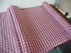 画像9: ドイツ製 アンティークリネン 手織り 赤いチェック (9)