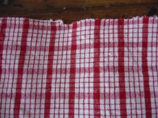画像7: ドイツ製 アンティークリネン 手織り 赤いチェック (7)