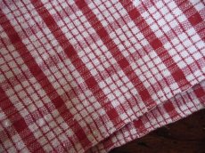 画像6: ドイツ製 アンティークリネン 手織り 赤いチェック (6)