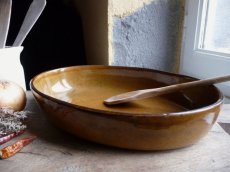 画像12: フランスアンティーク オーバル型のグラタン皿 胡桃色 (12)
