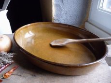 画像3: フランスアンティーク オーバル型のグラタン皿 胡桃色 (3)