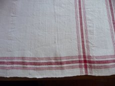 画像6: ドイツ製 アンティークリネン 手織りのトーション 赤い格子 (6)