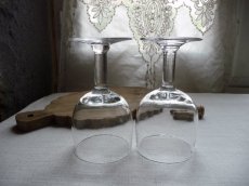 画像3: フランスアンティーク ワイングラス 吹きガラス ２脚セット A (3)