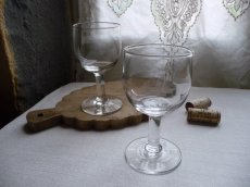 画像14: フランスアンティーク ワイングラス 吹きガラス ２脚セット B (14)