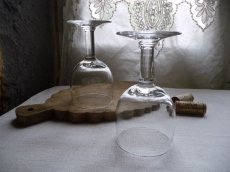 画像13: フランスアンティーク ワイングラス 吹きガラス ２脚セット B (13)