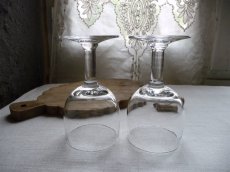 画像2: フランスアンティーク ワイングラス 吹きガラス ２脚セット B (2)