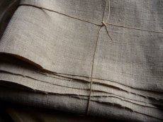 画像3: フランス製 アンティークリネン 手織りのシャンブル生地 小麦色 (3)