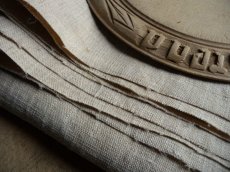 画像1: フランス製 アンティークリネン 手織りのシャンブル生地 小麦色 (1)