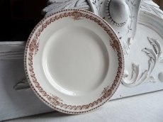 画像9: ロンウィ プレート マロン色のローズ柄 A (9)