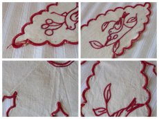 画像10: フランス アンティーク 赤糸刺繍のランプシェード飾り 小鳥 (10)
