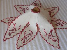画像6: フランス アンティーク 赤糸刺繍のランプシェード飾り 小鳥 (6)