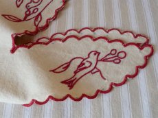 画像3: フランス アンティーク 赤糸刺繍のランプシェード飾り 小鳥 (3)