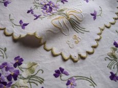 画像13: フランス製 アンティーク ランジェリーポシェット 刺繍 すみれ (13)