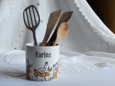 画像1: フランス アンティーク GIVORS うさぎと蛙のポット FARINE (1)
