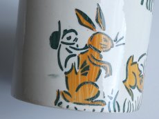 画像14: フランス アンティーク GIVORS うさぎと蛙のポット FARINE (14)