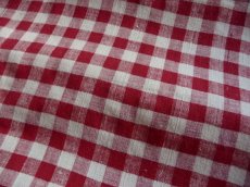 画像8: ドイツ製 アンティークリネン 手織り ヴィッシーチェック 赤 (8)