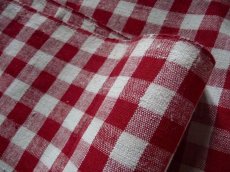 画像4: ドイツ製 アンティークリネン 手織り ヴィッシーチェック 赤 (4)
